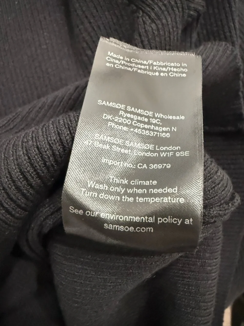 NWT SAMSOE Black ribbed cotton blend Eveley crew neck sweater w/ cut out (read)